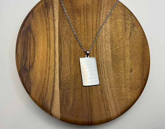 Large Rectangle Necklace Blank - Silver