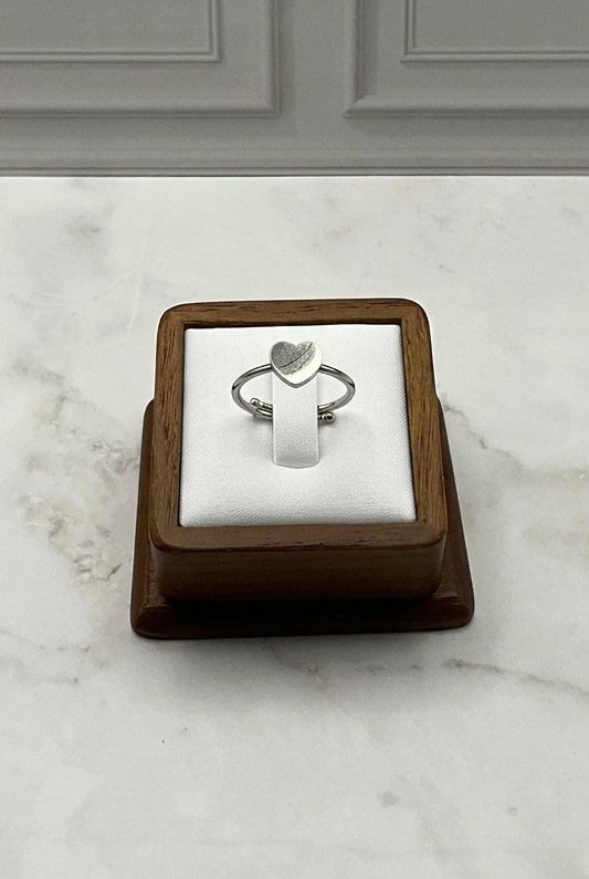 Centered Heart Adjustable Ring Silver