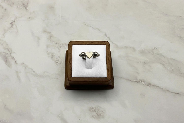 Heart Twisted Cable Adjustable Ring Silver