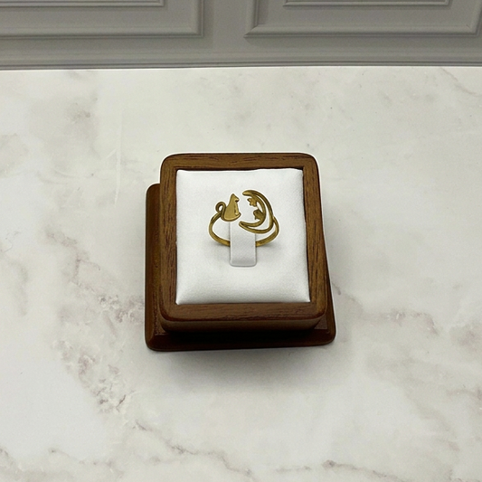 Cat Moon Adjustable Ring Gold