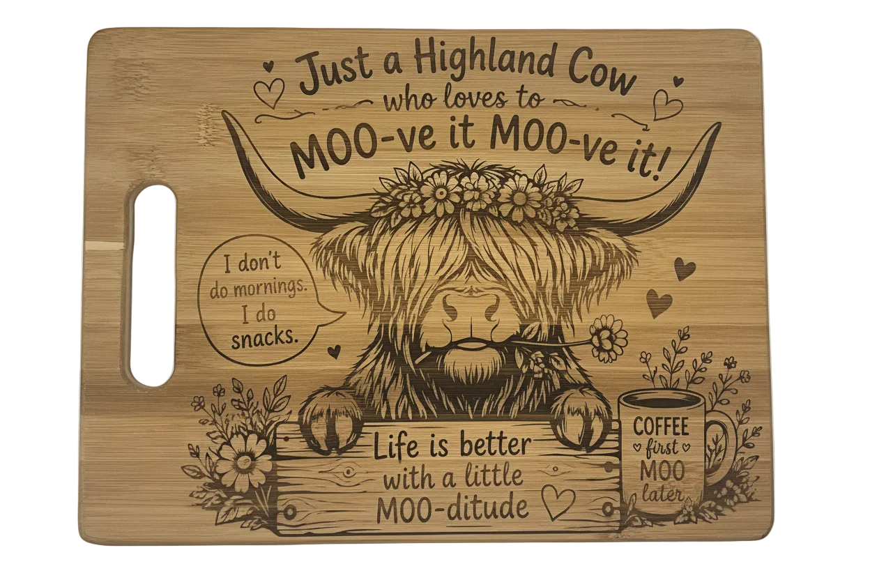 Highland Cow Cutting Board - Straightened White Background
